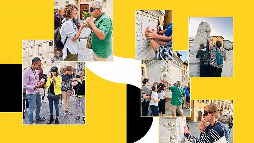 Libero Accesso’s Leading the Blind Visual Impairment Awareness Event in Florence, Italy. Event publicized and photographed by four-year LDM NRC Global Members Brennda Melo '25 and Sam Riviezzo '24. 